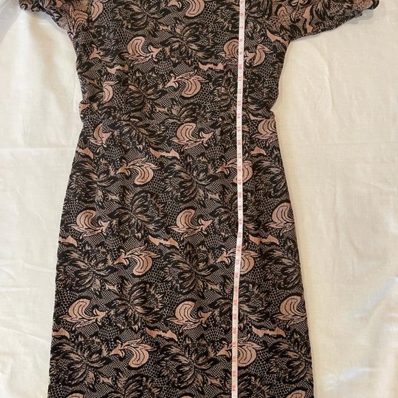 Vanilia Women's Paisley Dress Crew Neck Short Sleeve Black Brown Size 10 - Picture 5 of 11